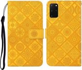 Voor Samsung Galaxy S20 + etnische stijl reliëf patroon horizontale flip lederen tas met houder & kaartsleuven & portemonnee & lanyard (geel)
