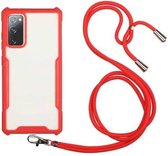 Voor Samsung Galaxy S20 acryl + kleur TPU schokbestendig hoesje met nekkoord (rood)