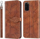 Voor Samsung Galaxy S20 Life of Tree Embossing Pattern Horizontale Flip lederen tas met houder & kaartsleuf & portemonnee & fotolijst & lanyard (bruin)