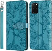 Voor Samsung Galaxy S20 + Life of Tree Embossing Pattern Horizontale Flip Leather Case met houder & kaartsleuf & portemonnee & fotolijst & Lanyard (Lake Blue)
