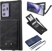 Verticale flip-portemonnee schokbestendige achterkant beschermhoes met houder & kaartsleuven & lanyard & fotolijsten voor Samsung Galaxy Note20 Ultra (zwart)