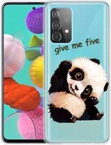 Voor Samsung Galaxy A52 5G gekleurde tekening patroon zeer transparante TPU beschermhoes (schuine kop Panda)