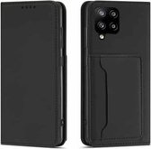 Voor Samsung Galaxy A42 5G Sterk magnetisme Vloeibaar gevoel Horizontale flip lederen tas met houder & kaartsleuven en portemonnee (zwart)
