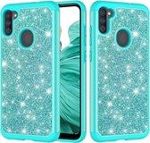 Voor Samsung Galaxy A11 Glitter Poeder Contrast Skin Schokbestendig Silicone + PC Beschermhoes (Groen)