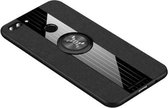 Voor Huawei Enjoy 8 Plus XINLI Stitching Cloth Textue Shockproof TPU beschermhoes met ringhouder (zwart)