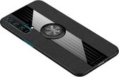 Voor Huawei Honor 20 Pro XINLI stiksel Textue Schokbestendig TPU beschermhoes met ringhouder (zwart)