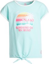 WE Fashion Meisjes T-shirt met opdruk en knoopdetail