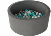 Ballenbad 90x40cm inclusief 200 ballen - Graphite: wit, parel, transparant, zilver, roze, mint