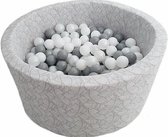 Ballenbad 90x40cm DESIGN inclusief 200 ballen - Bananen blad: wit, parel, zilver, goud