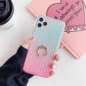 Galvaniserende gradiëntkoffer streep TPU schokbestendige beschermhoes met standaardringhouder, model: voor iPhone 11 (gradiënt magisch poeder)