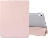 Voor iPad Air (2020) 10.9 3-vouw elektrisch geperst huidtextuur horizontaal flip schokbestendig transparant TPU + PU lederen tas met houder & pennensleuf & slaap- / wekfunctie (lic
