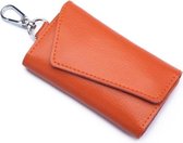Multifunctionele Litchi textuur lederen sleutelhanger tas autosleutel tas (oranje)