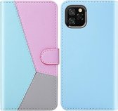 Voor iPhone 11 Pro Tricolor Stitching Horizontale Flip TPU + PU lederen hoes met houder & kaartsleuven en portemonnee (blauw)