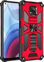 Voor Motorola Moto G Power (2021) Schokbestendige TPU + PC magnetische beschermhoes met houder (rood)