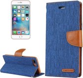 GOOSPERY CANVAS DAGBOEK voor iPhone 8 Plus & 7 Plus Canvas Textuur Horizontale Flip Leren Case met Kaartsleuven & Portemonnee & Houder (Donkerblauw)