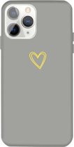 Voor iPhone 11 Pro Golden Love-heart Pattern Colorful Frosted TPU telefoon beschermhoes (grijs)