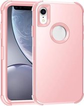 Voor iPhone XR 3 in 1 All-inclusive schokbestendige airbag siliconen + pc-hoes (roségoud)