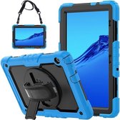 Voor Huawei MediaPad T5 Schokbestendig Kleurrijk Siliconen + PC Beschermhoes met Houder & Schouderriem & Handriem (Lichtblauw)