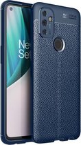 Voor OnePlus N100 Litchi Texture TPU schokbestendig hoesje (marineblauw)