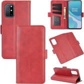 Voor OnePlus 8T Dubbelzijdige magnetische gesp Horizontale flip lederen hoes met houder & kaartsleuven en portemonnee (rood)