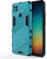 Voor Geschikt voor Xiaomi Redmi 9C Punk Armor 2 in 1 PC + TPU schokbestendig hoesje met onzichtbare houder (blauw)