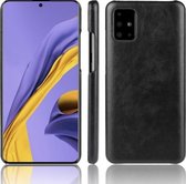 Voor Galaxy A51 Shockproof Litchi Texture PC + PU Case (Zwart)