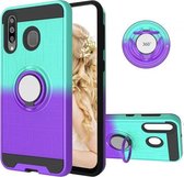Voor Galaxy M30 / A40s 2 in 1 pc + TPU beschermhoes met 360 graden roterende ringhouder (groen paars)