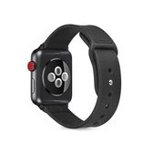 Plak lederen TPU horlogeband voor Apple Watch Series 6 & SE & 5 & 4 44 mm / 3 & 2 & 1 42 mm (zwart)