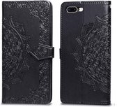 Voor iPhone 8 Plus / 7 Plus Halverwege Mandala Embossing Patroon Horizontaal Flip Leren Hoesje met Houder & Kaartsleuven & Portemonnee & Lanyard (Zwart)