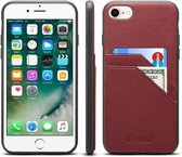 Voor iPhone 7/8 Denior V1 luxe auto koeienhuid lederen beschermhoes met dubbele kaartsleuven (donkerrood)