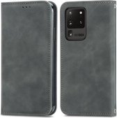 Voor Samsung Galaxy S20 Ultra Retro Skin Feel Business Magnetische Horizontale Flip Leren Case met Houder & Kaartsleuven & Portemonnee & Fotolijst (Grijs)