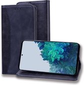 Voor Samsung Galaxy S21 5G Zakelijke stiksels Horizontale flip lederen tas met dubbele vouw & beugel & kaartsleuven & fotolijst & portemonnee (zwart)
