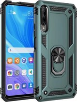 Voor Huawei Y9s schokbestendige TPU + pc-beschermhoes met 360 graden roterende houder (groen)