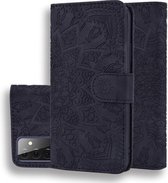 Reliëf Zonnebloempatroon Horizontale Flip PU lederen tas met houder & kaartsleuven & portemonnee & lanyard voor Samsung Galaxy A72 5G (zwart)