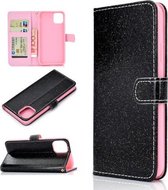 Fro iPhone 11 Pro Max Glitter Poeder Horizontaal Flip Leren Case met Kaartsleuven & Houder & Fotolijst & Portemonnee (Zwart)