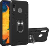 Voor Samsung Galaxy A20 / A30 / M20s 2 in 1 Armor Series PC + TPU beschermhoes met ringhouder (zwart)