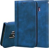 Voor Samsung Galaxy J2 Core Frosted Business Magnetische horizontale Flip PU lederen tas met houder & kaartsleuf & lanyard (blauw)