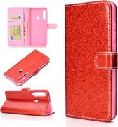 Voor Samsung Galaxy A9 (2018) Glitter Poeder Horizontale Flip Leren Case met Kaartsleuven & Houder & Fotolijst & Portemonnee (Rood)