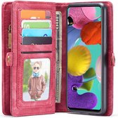 Caseme - Samsung Galaxy A51 Hoesje - Uitneembare Wallet Case Vintage Rood