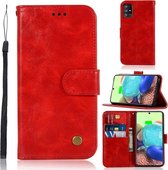 Voor Samsung Galaxy A71 5G Koperen Gesp Retro Crazy Horse Textuur Horizontale Flip Leren Case met Houder & Kaartsleuven & Portemonnee (Rood)