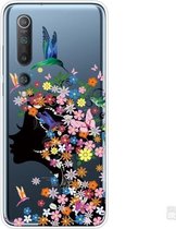 Voor Xiaomi Mi 10 5G schokbestendig geverfd transparant TPU beschermhoes (bloemenmeisje)