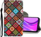 Voor Xiaomi Redmi 9C Gekleurde tekening patroon Horizontale flip lederen tas met houder & kaartsleuven & portemonnee (ruit)