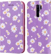 Voor Xiaomi Redmi 9 Glittering Daisy magnetische horizontale flip lederen tas met houder & kaartsleuven & fotolijst (paars)