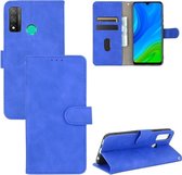 Voor Huawei P smart 2020 Effen Kleur Huid Voel Magnetische Gesp Horizontale Flip Kalfsstructuur PU Lederen Case met Houder & Kaartsleuven & Portemonnee (Blauw)