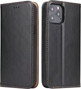 Voor iPhone 12 Pro Max Fierre Shann PU lederen textuur horizontale flip lederen tas met houder & kaartsleuven & portemonnee (zwart)