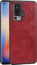 Voor Vivo X50 Pro Crazy Horse getextureerd kalfsleer PU + pc + TPU-hoes (rood)