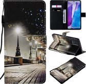 Voor Samsung Galaxy Note 20 Schilderen Horizontale Flip Leren Case met Houder & Kaartsleuf & Lanyard (Stadsgezicht)