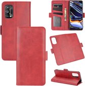 Voor OPPO Realme 7 Pro Dual-side magnetische gesp Horizontale flip lederen tas met houder & kaartsleuven & portemonnee (rood)