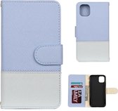 Voor iPhone 11 Splicing Color Horizontale Flip lederen tas met houder & fotolijst & kaartsleuven & portemonnee (lichtblauw)