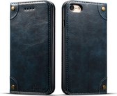 Voor iPhone SE 2020/8/7 barokke eenvoudige horizontale lederen flip-hoes, met houder en kaartsleuven en portemonnee (blauw)